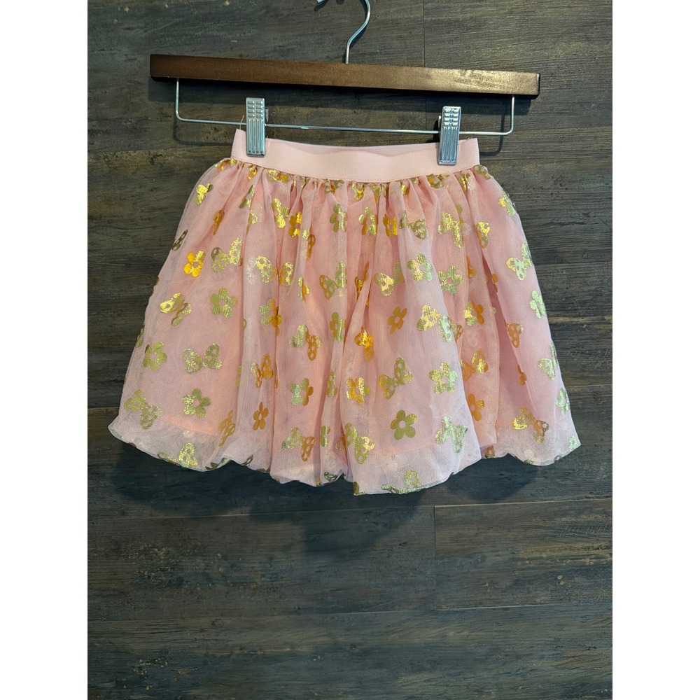 Disney Minnie Mouse Girls Pink Tulle Skirt Gold Foil Butterfly Size 5 SP251046MI
